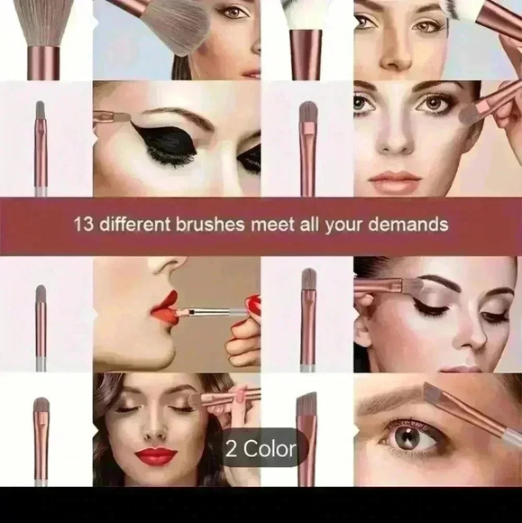 Brand new 13 piece makeup artist makeup brush set. brown chocolate color - Picture 2 of 11